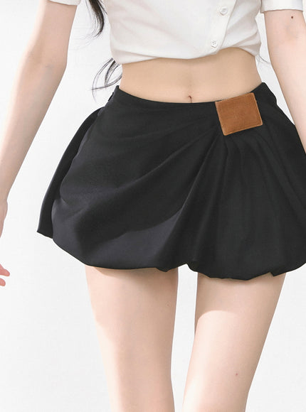 Balloon Pleat Skirt - Black