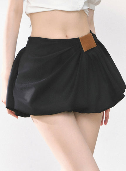 Balloon Pleat Skirt - Black