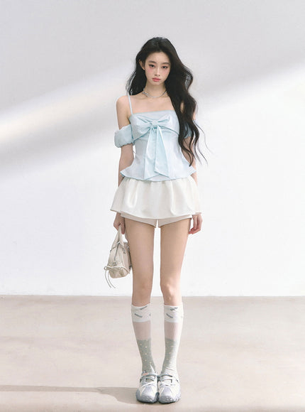 Western Buckle Mini Skirt - White