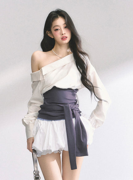 Asymmetry Bow Top - White