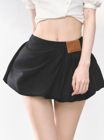 Balloon Pleat Skirt - Black