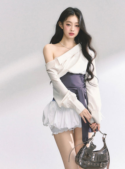 Asymmetry Bow Top - White