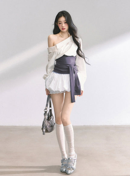 Asymmetry Bow Top - White