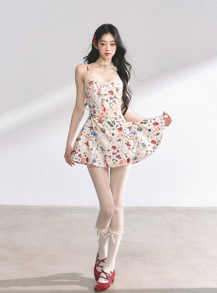 Floral Print Strap Mini Dress