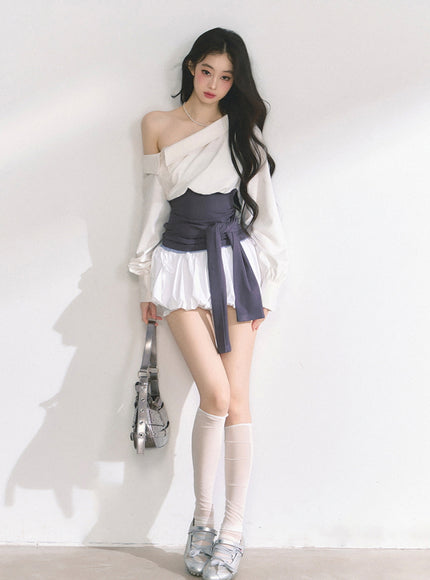 Asymmetry Bow Top - White