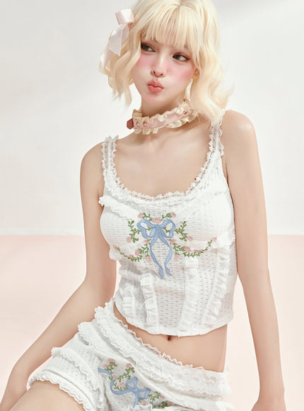 Vintage Bloom Ribbon Set - White