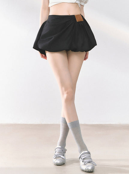 Balloon Pleat Skirt - Black