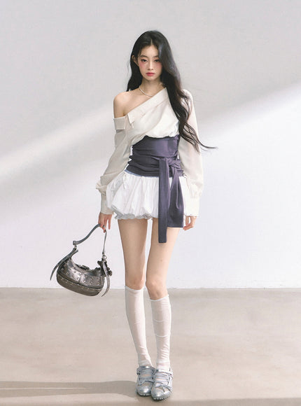 Asymmetry Bow Top - White