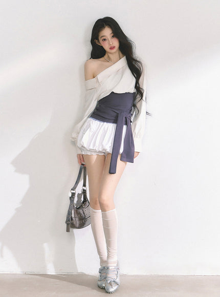 Asymmetry Bow Top - White