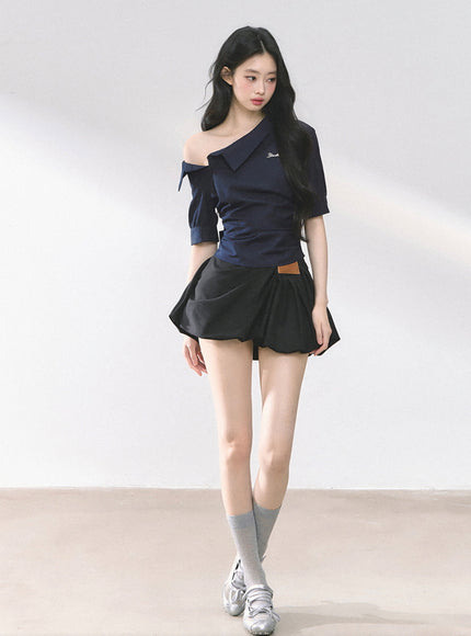 Balloon Pleat Skirt - Black
