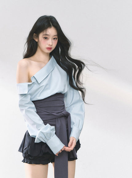 Asymmetry Bow Top - Blue