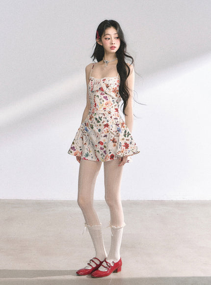 Floral Print Strap Mini Dress