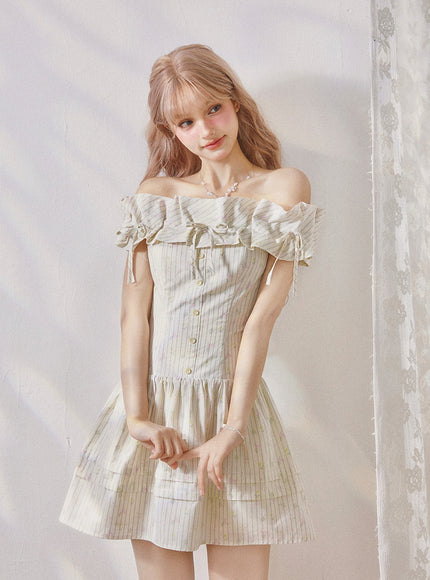 Vintage Cream Ruffle Mini Dress