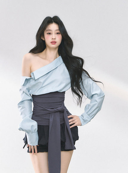 Asymmetry Bow Top - Blue