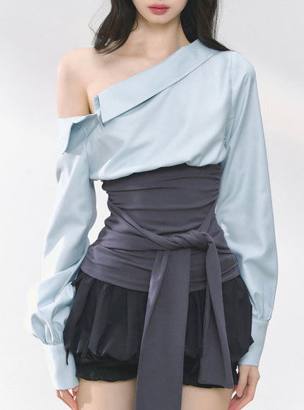 Asymmetry Bow Top - Blue
