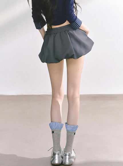 Sculpted Belt Skirt - Gray