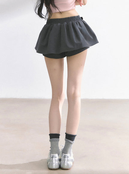 Western Buckle Mini Skirt -Gray