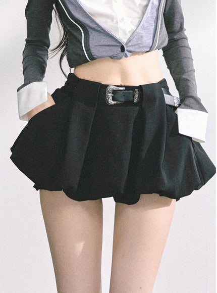 Sculpted Belt Skirt - Black