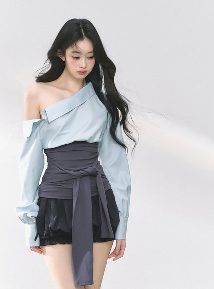 Asymmetry Bow Top - Blue