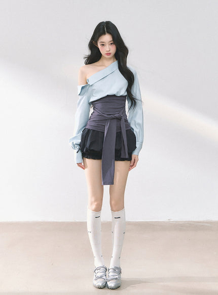 Asymmetry Bow Top - Blue