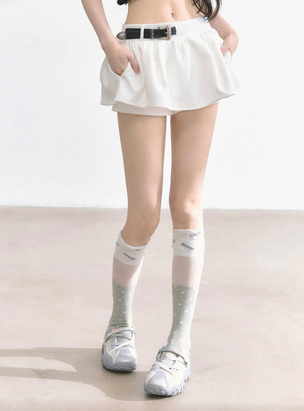 Western Buckle Mini Skirt - White