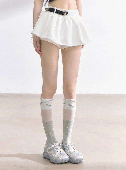 Western Buckle Mini Skirt - White