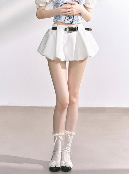 Sculpted Belt Skirt - White