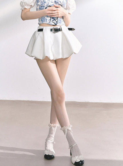 Sculpted Belt Skirt - White