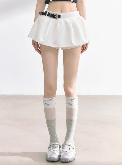 Western Buckle Mini Skirt - White