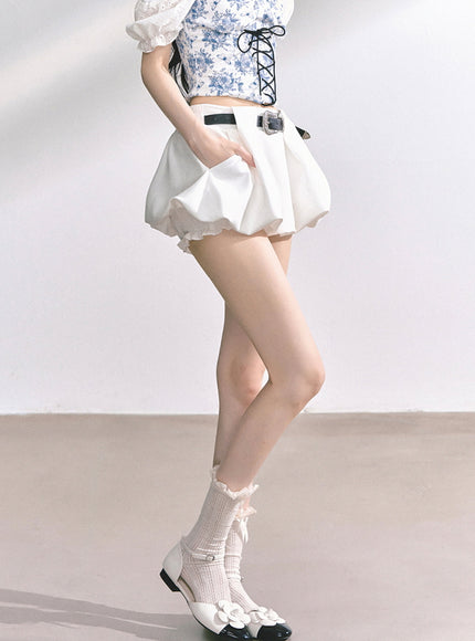 Sculpted Belt Skirt - White