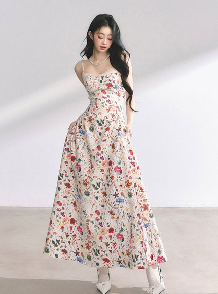 Floral Print Strap Long Dress
