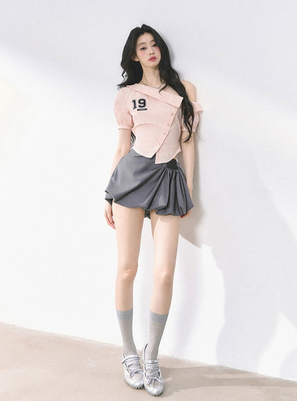 Balloon Pleat Skirt - Gray