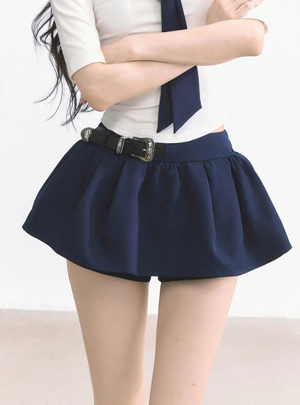 Western Buckle Mini Skirt - Navy