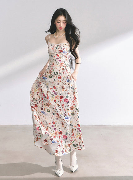 Floral Print Strap Long Dress