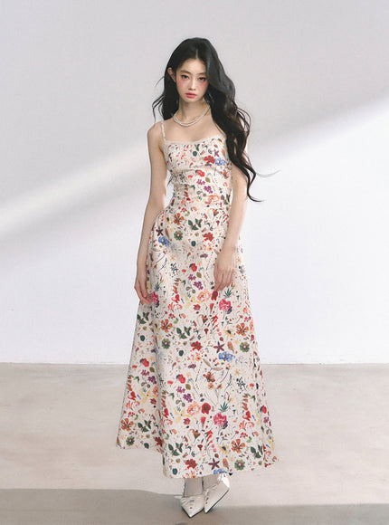 Floral Print Strap Long Dress