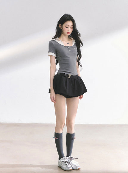 Western Buckle Mini Skirt - Black
