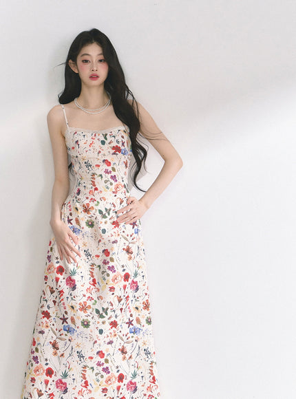 Floral Print Strap Long Dress