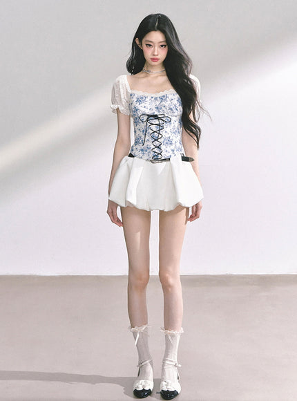 Sculpted Belt Skirt - White