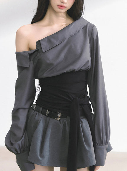 Asymmetry Bow Top - Black