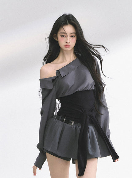 Asymmetry Bow Top - Black