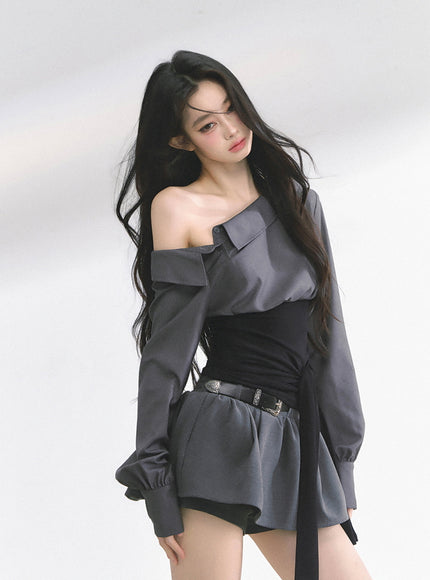 Asymmetry Bow Top - Black