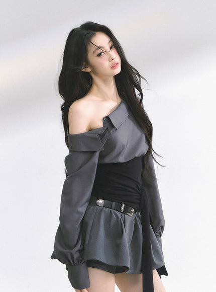 Asymmetry Bow Top - Black
