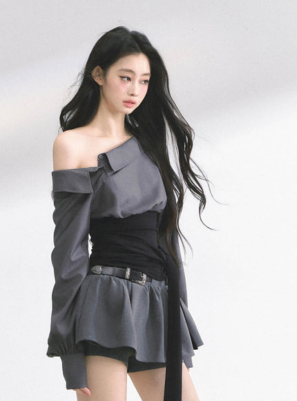 Asymmetry Bow Top - Black