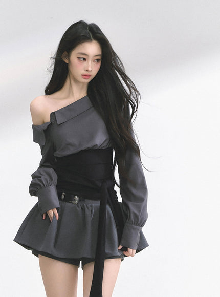 Asymmetry Bow Top - Black