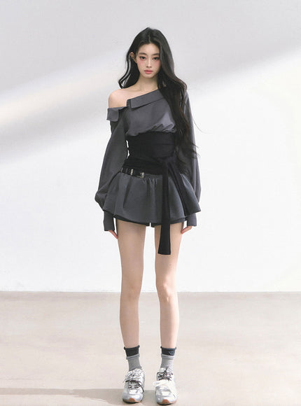 Asymmetry Bow Top - Black