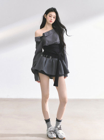 Asymmetry Bow Top - Black