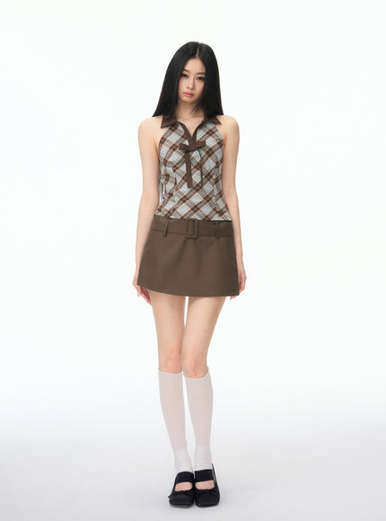 Minimal Belted Mini Skirt