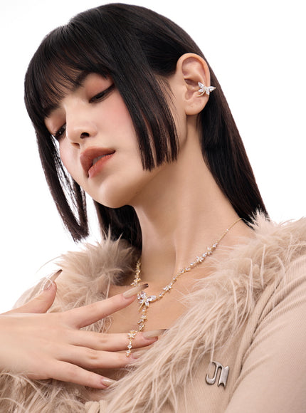 Crystal Butterfly Y-Drop Necklace