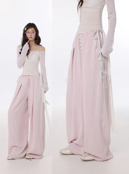 Button Wide Leg Pants