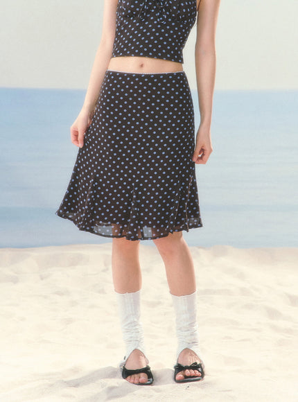 Polka Dot Sheer Top & Skirt Set